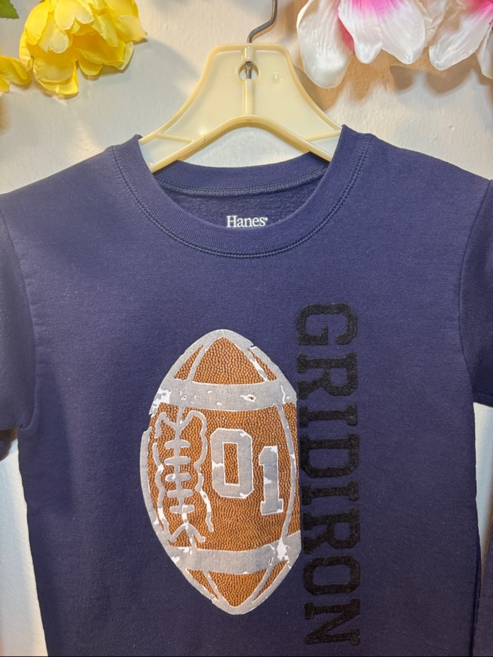 Hanes Boys Navy Football 'Gridiron' Sweatshirt - Picture 2 of 9